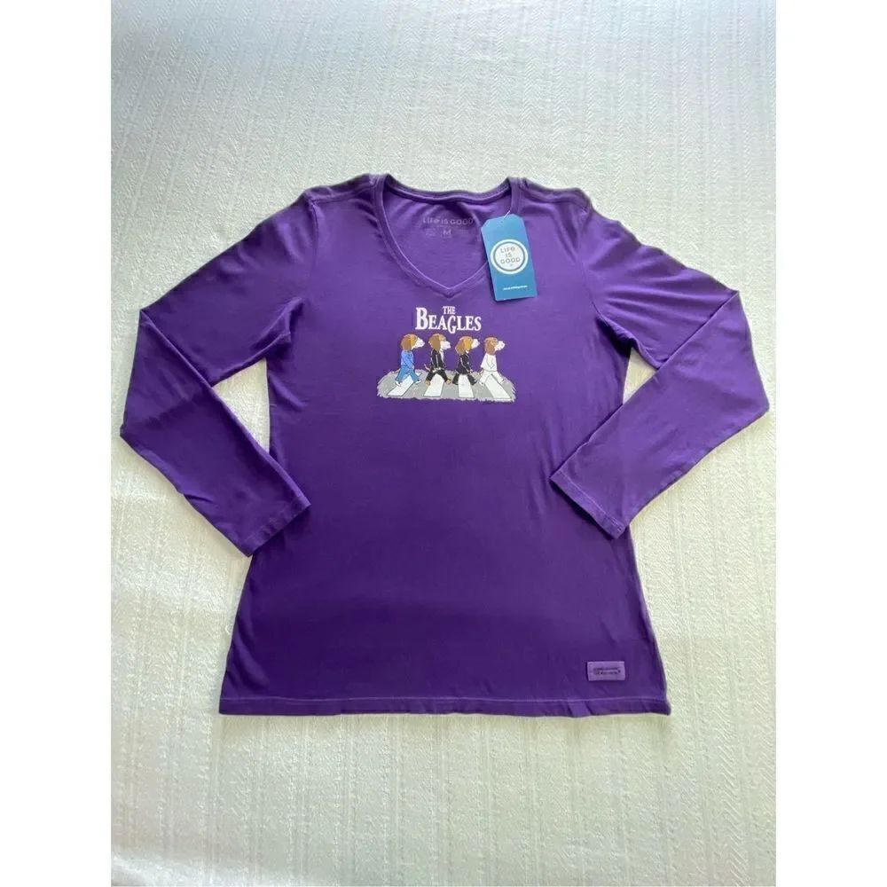 LIFE IS GOOD Womens XXLARGE Beagles Long Sleeve Tee - Picture 6 of 10